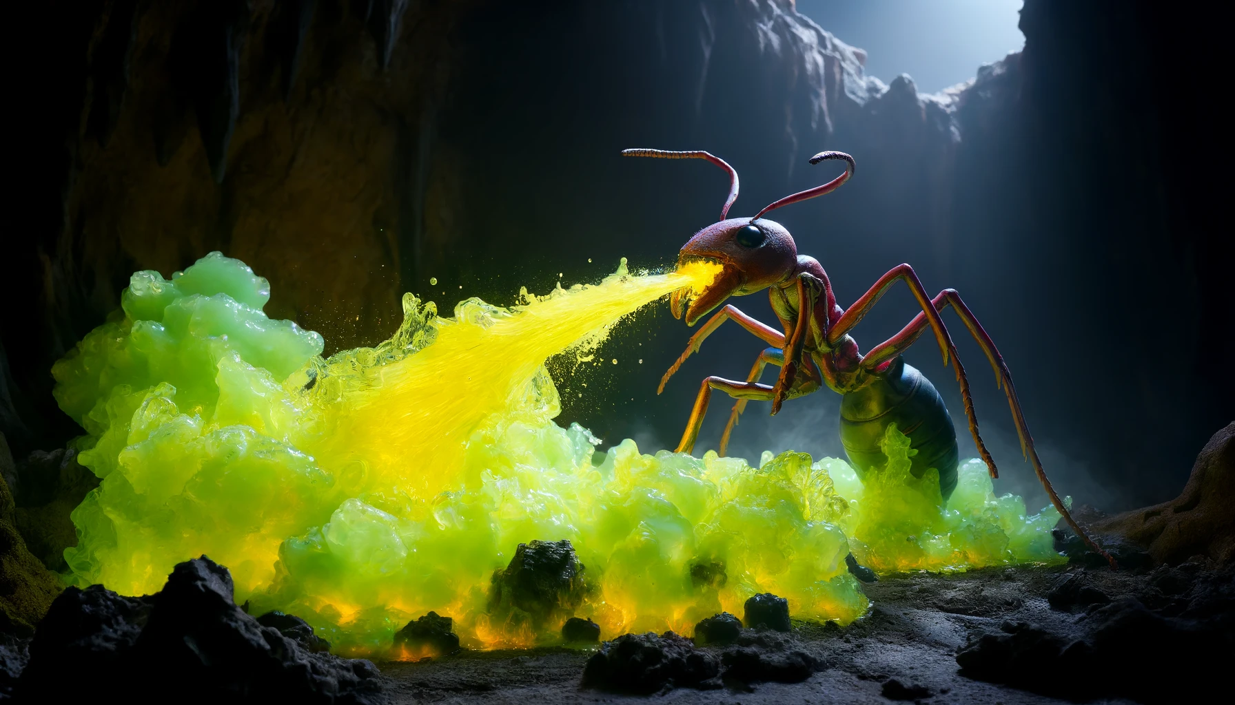 Ants spraying acid