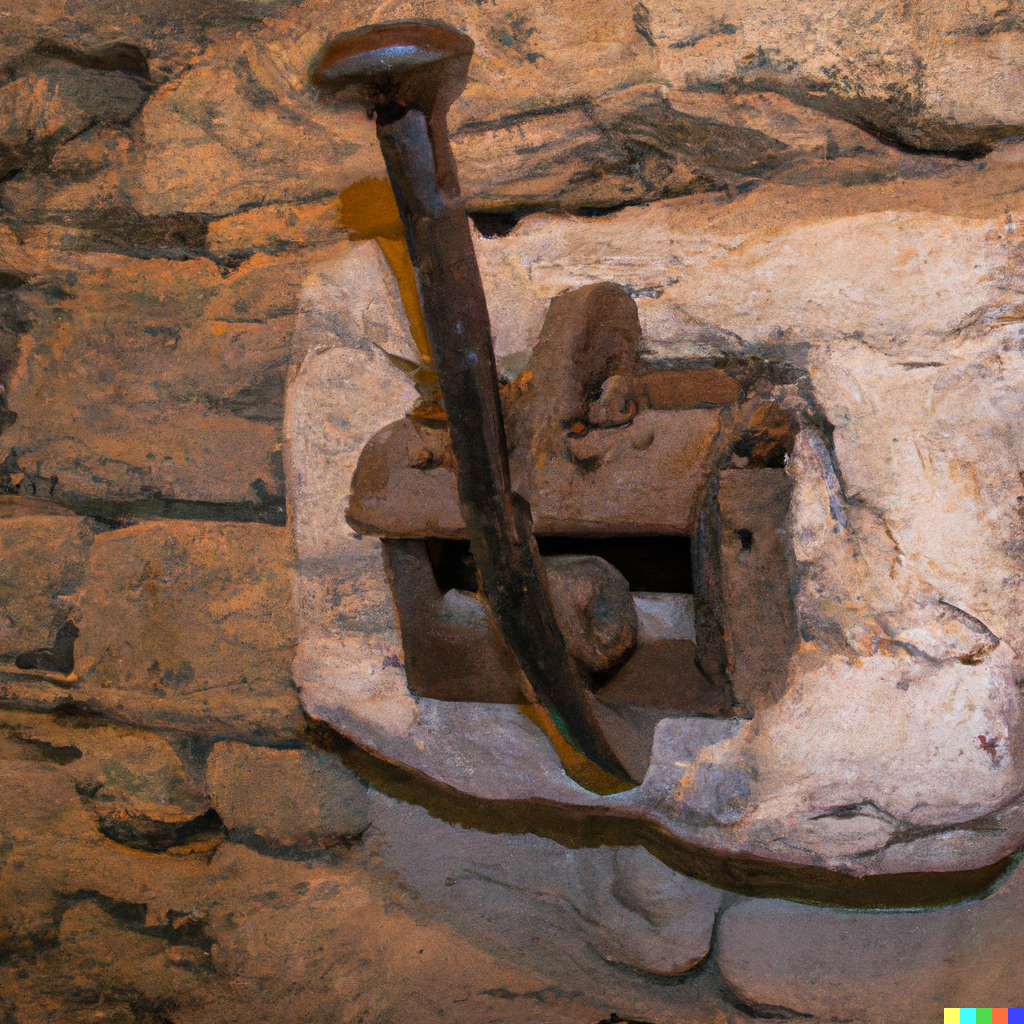 Jarl led the team past a hide hanging on the wall, uncovering a room which was empty except for a metal handle. 'All of you get inside and pull the handle' he said.